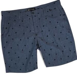 Travis Mathew Men's Tech Chino Golf Shorts Blue Palm Trees Size 40 Active
